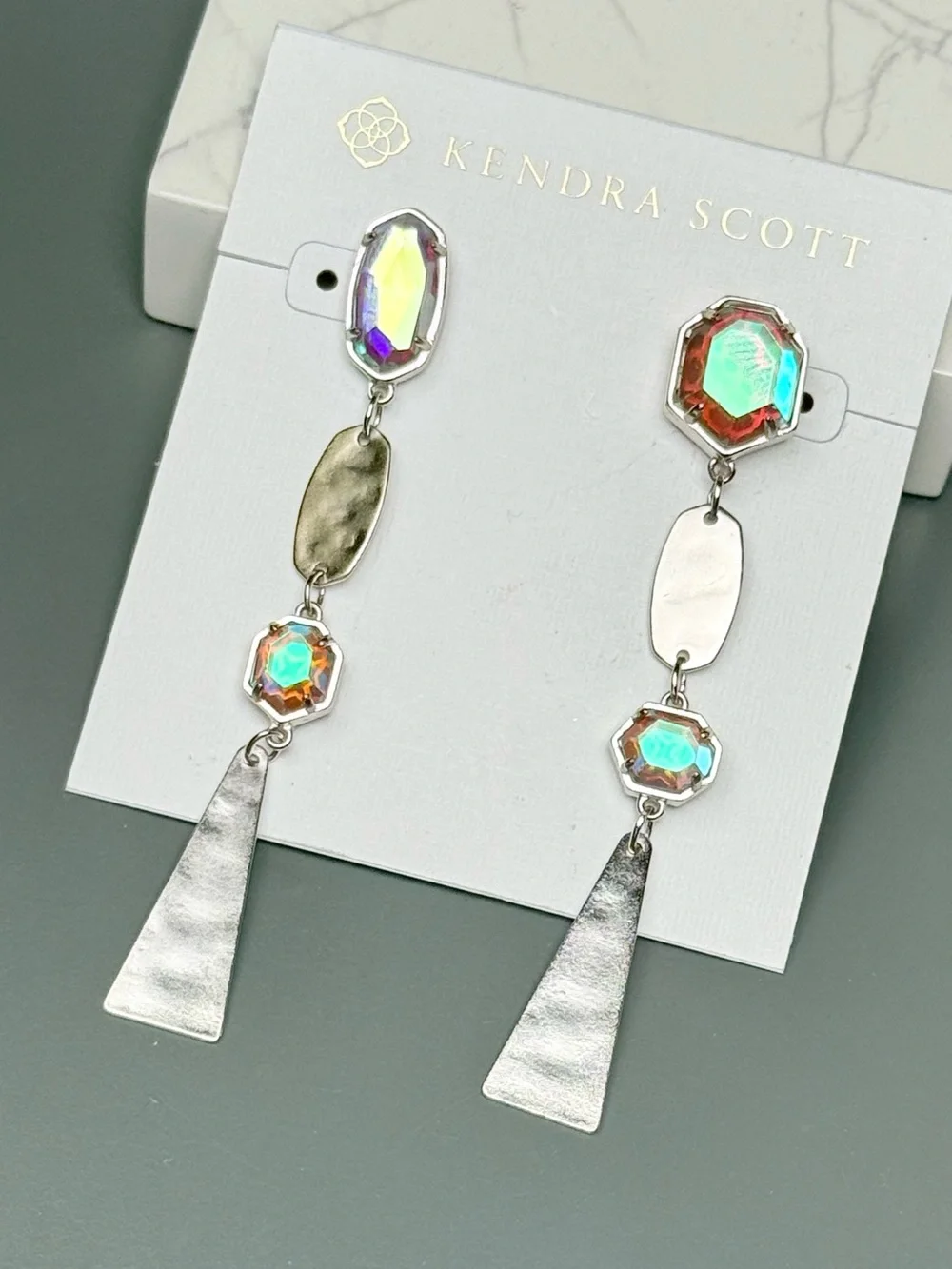 Kendra Scott Silver Linear Earrings in Dichroic - Picture 5 of 5